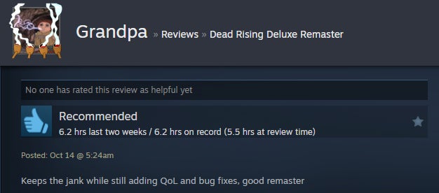 Image from the Dead Rising Deluxe Remastered article, as described in the Steam review